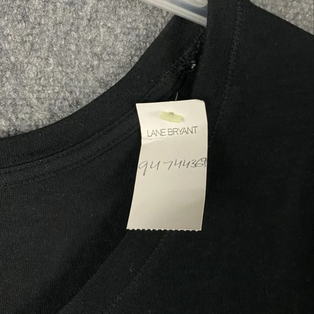 Lane Bryant Blouse Women's‎ 22/24 NWT Black Short Sleeve 100% Cotton Plus